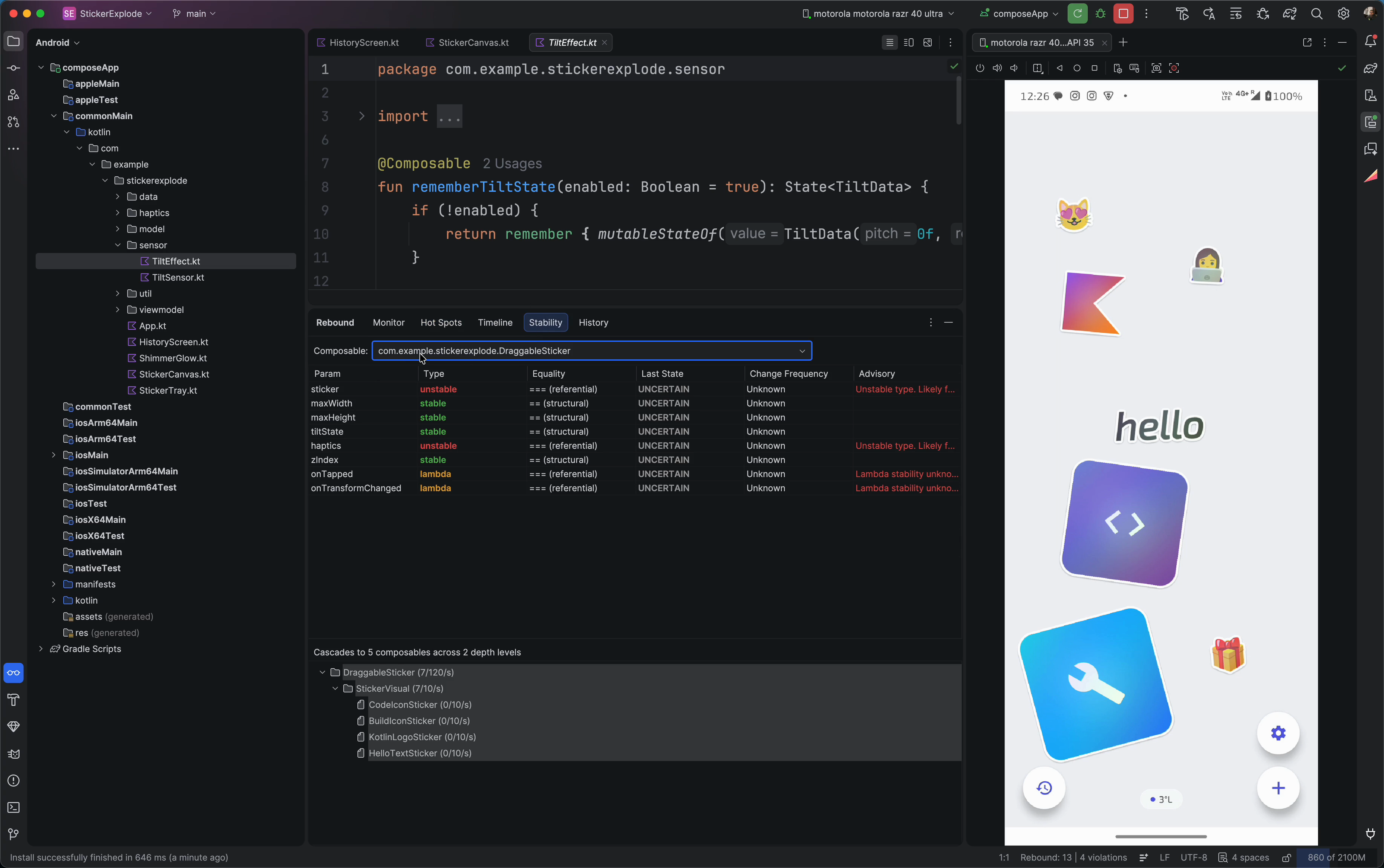 Rebound Stability tab