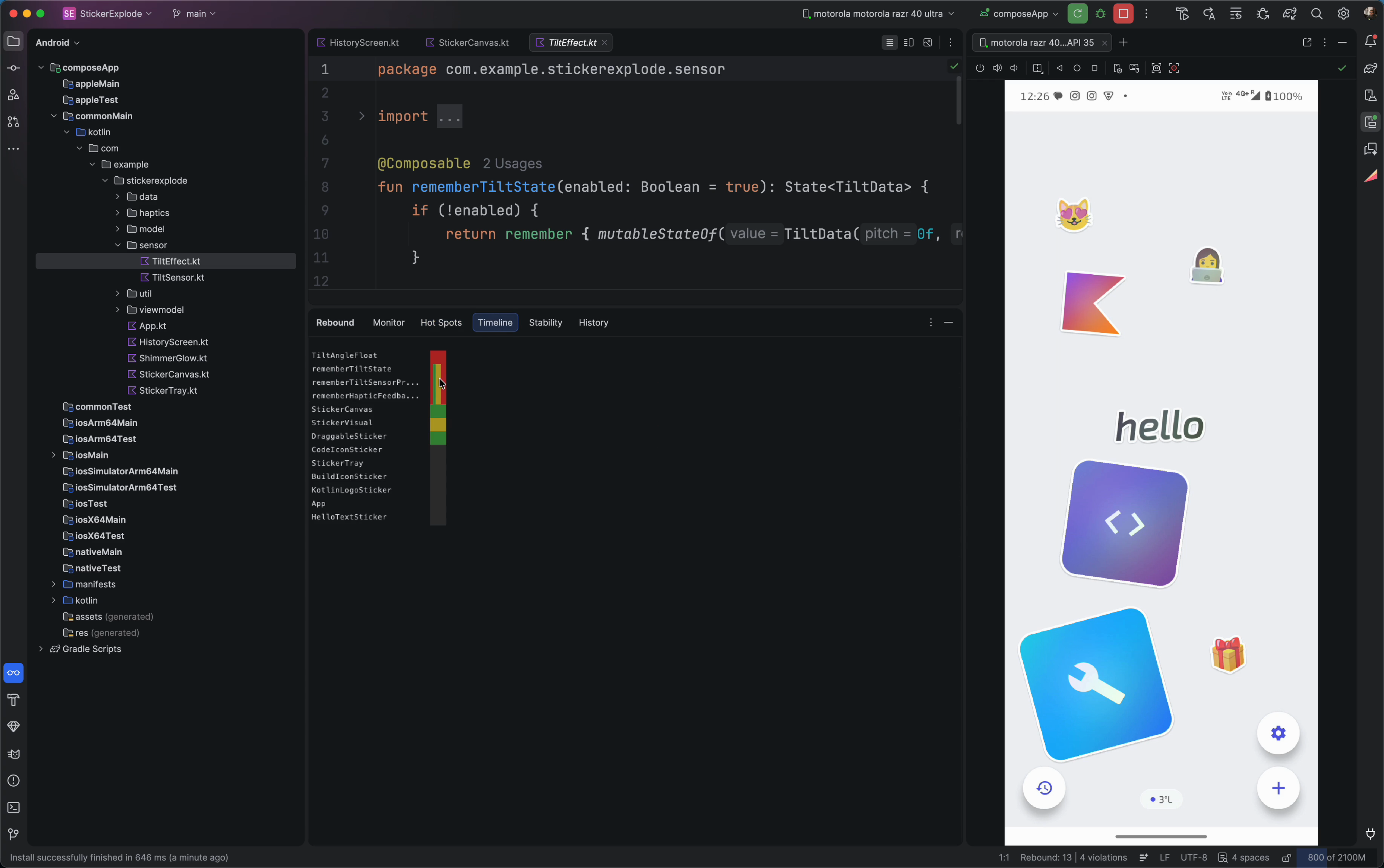 Rebound Timeline tab